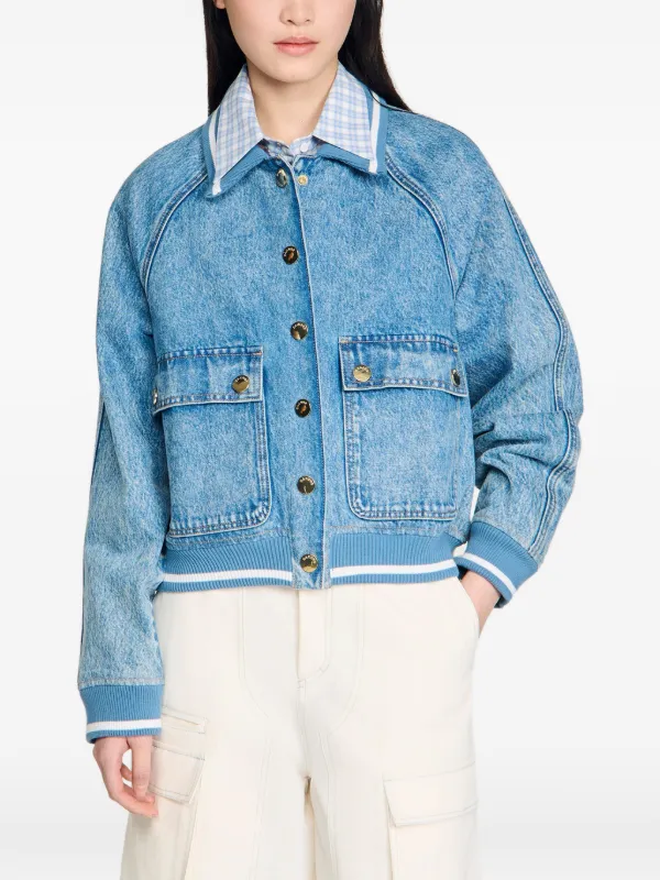 SANDRO ニットカラーデニムジャケット | ブルー | FARFETCH JP