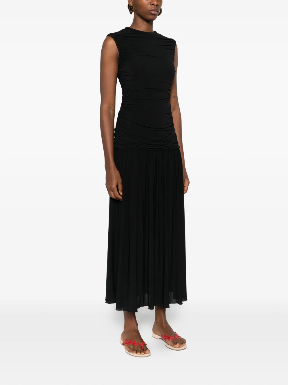  Sandro Ruched Dress - Black 