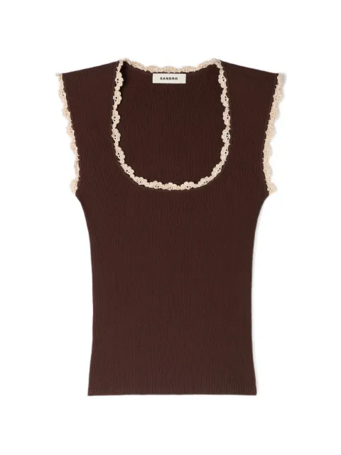 SANDRO top sin mangas con ribete de encaje