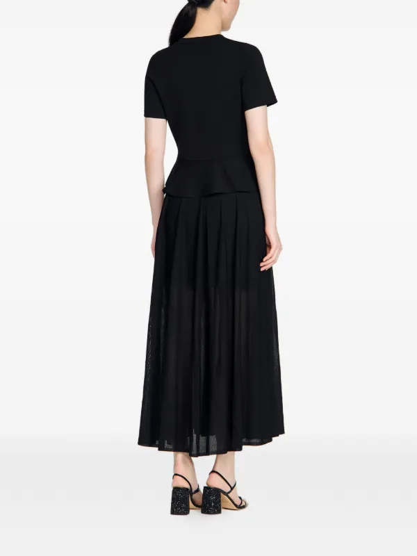 Peplum knit maxi dress - Black - Size: FR 42 - Sandro