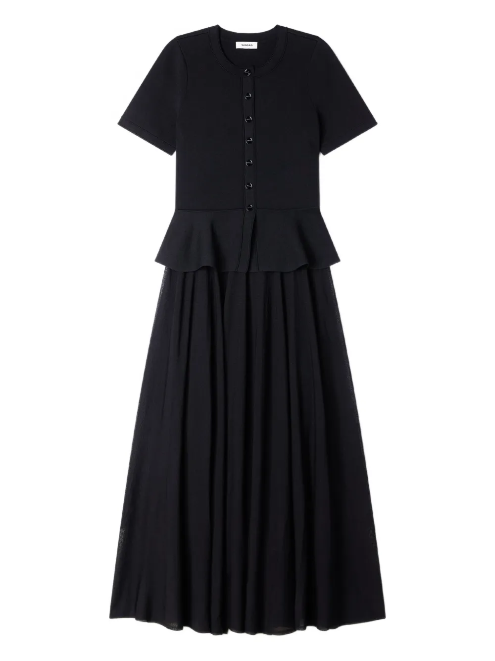 SANDRO button fitted knitted dress | Black | Image 1