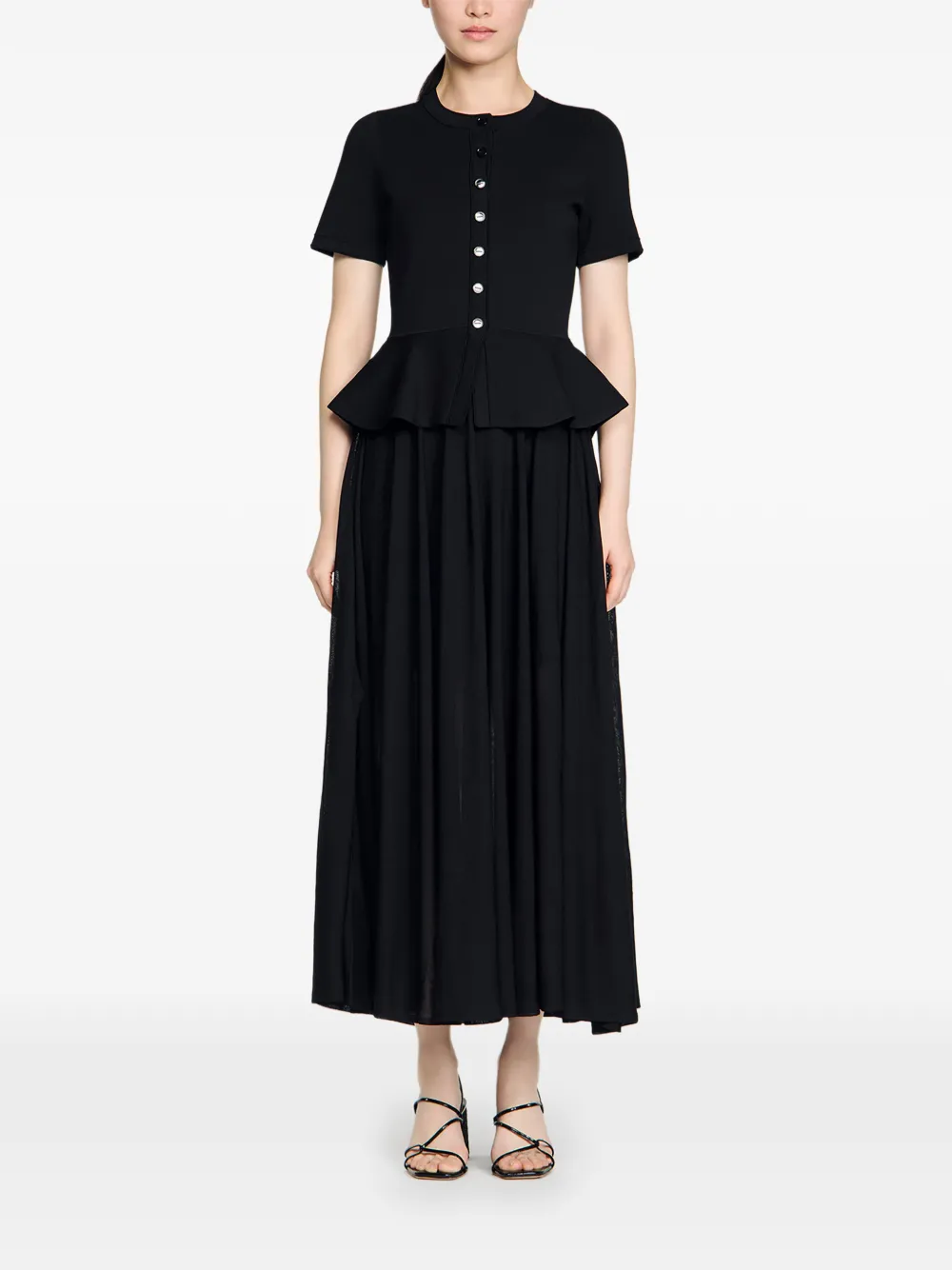 SANDRO button fitted knitted dress - Zwart