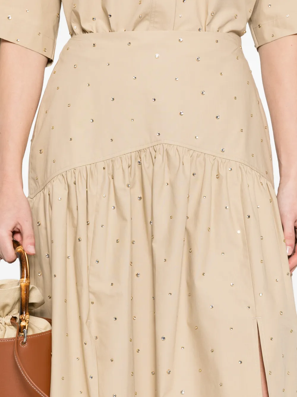 SANDRO Verfraaide rok met A-lijn Beige