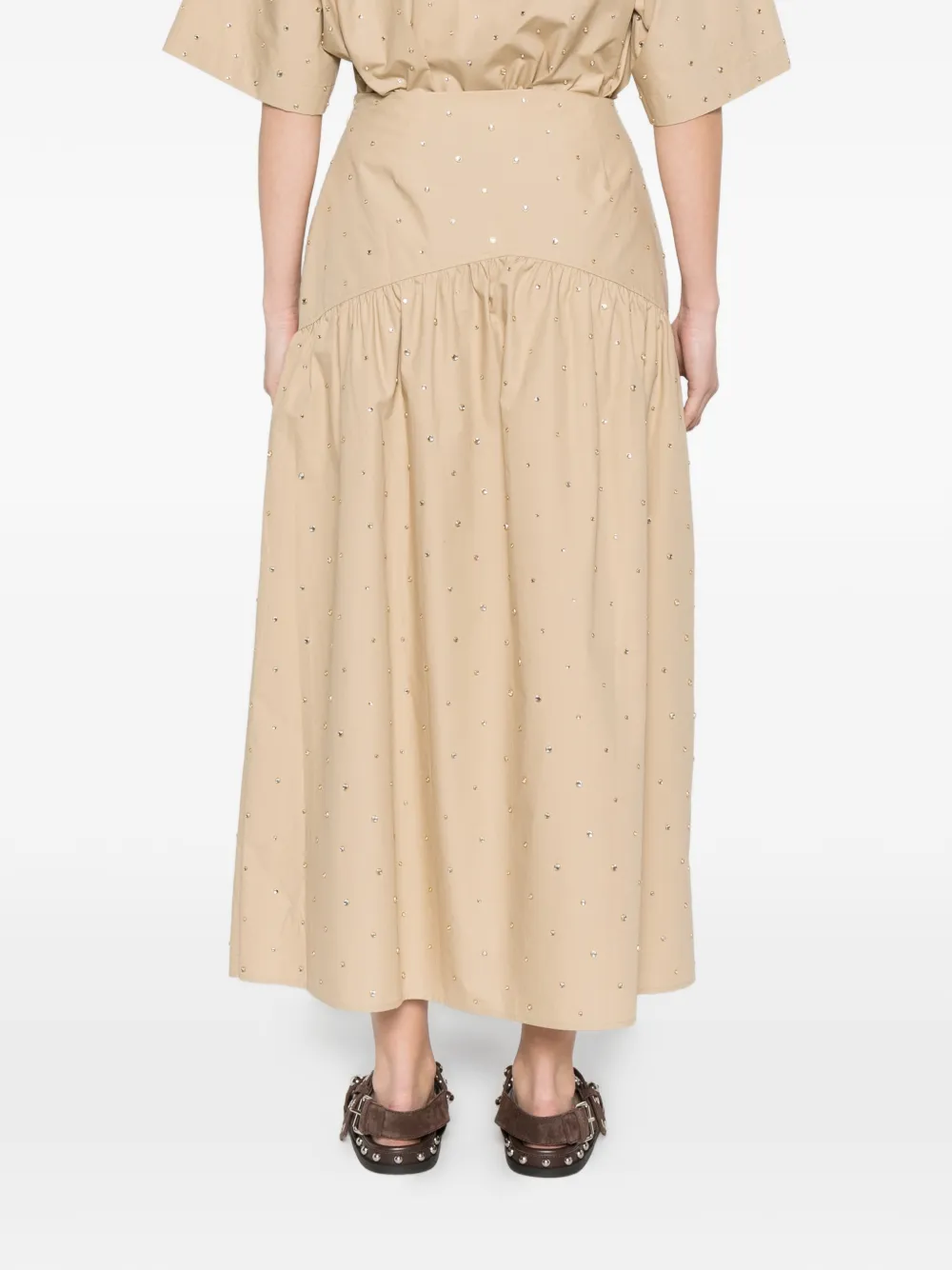 SANDRO Verfraaide rok met A-lijn Beige