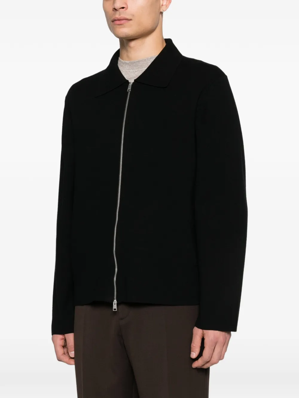  Sandro Zip-up Knit Cardigan - Black 