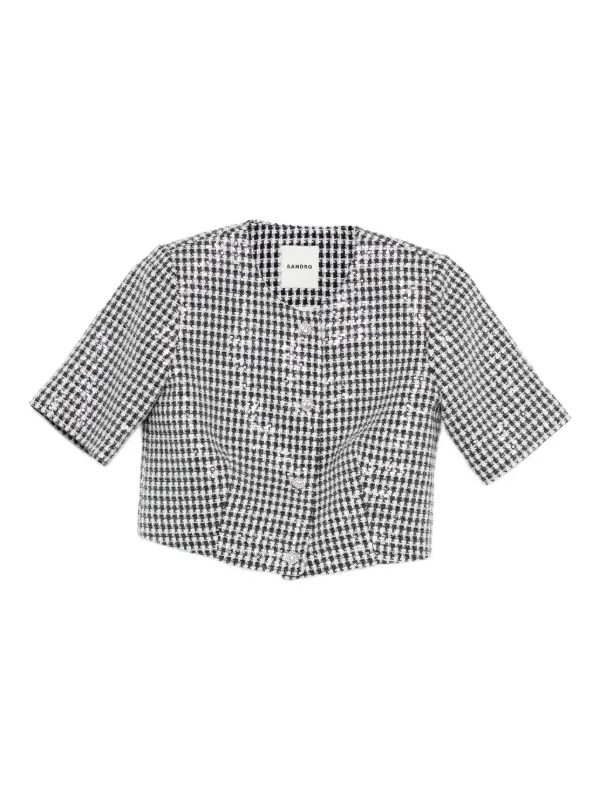 SANDRO ハウンドトゥース ジャケット | ブラック | FARFETCH JP