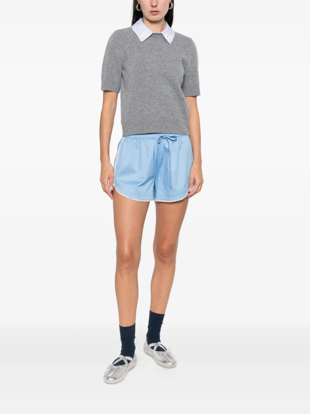  Sandro Beaded-trim Shorts - Black 