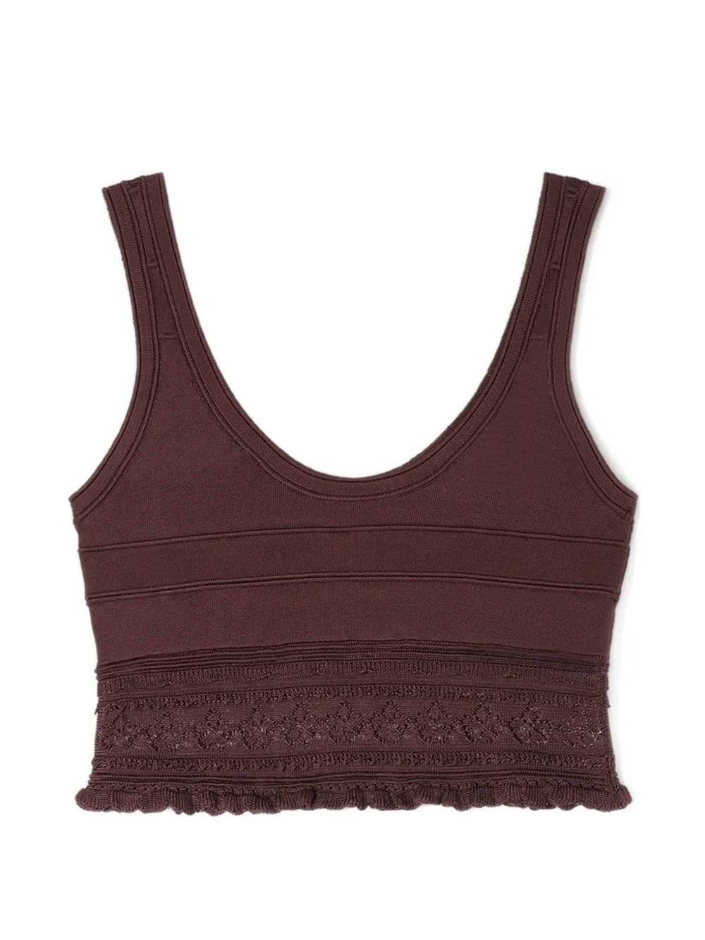 SANDRO lace crop top - Marrone