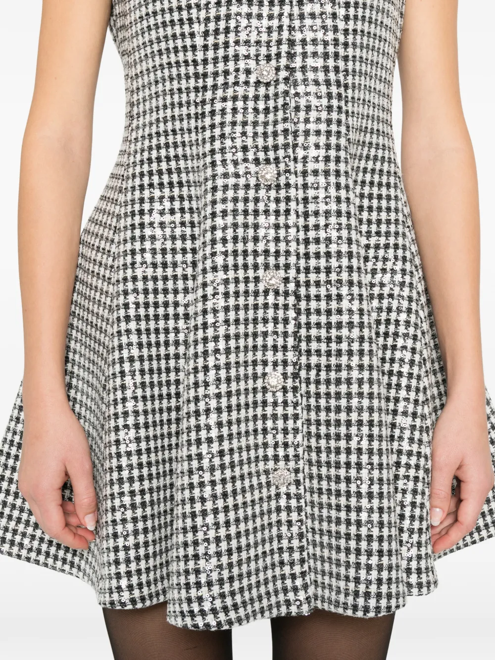 Sequin-Embellished Houndstooth Dress