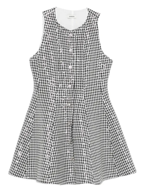 sandro black and white dress SANDRO TWO-TONE LACE MINI DRESS main image 0