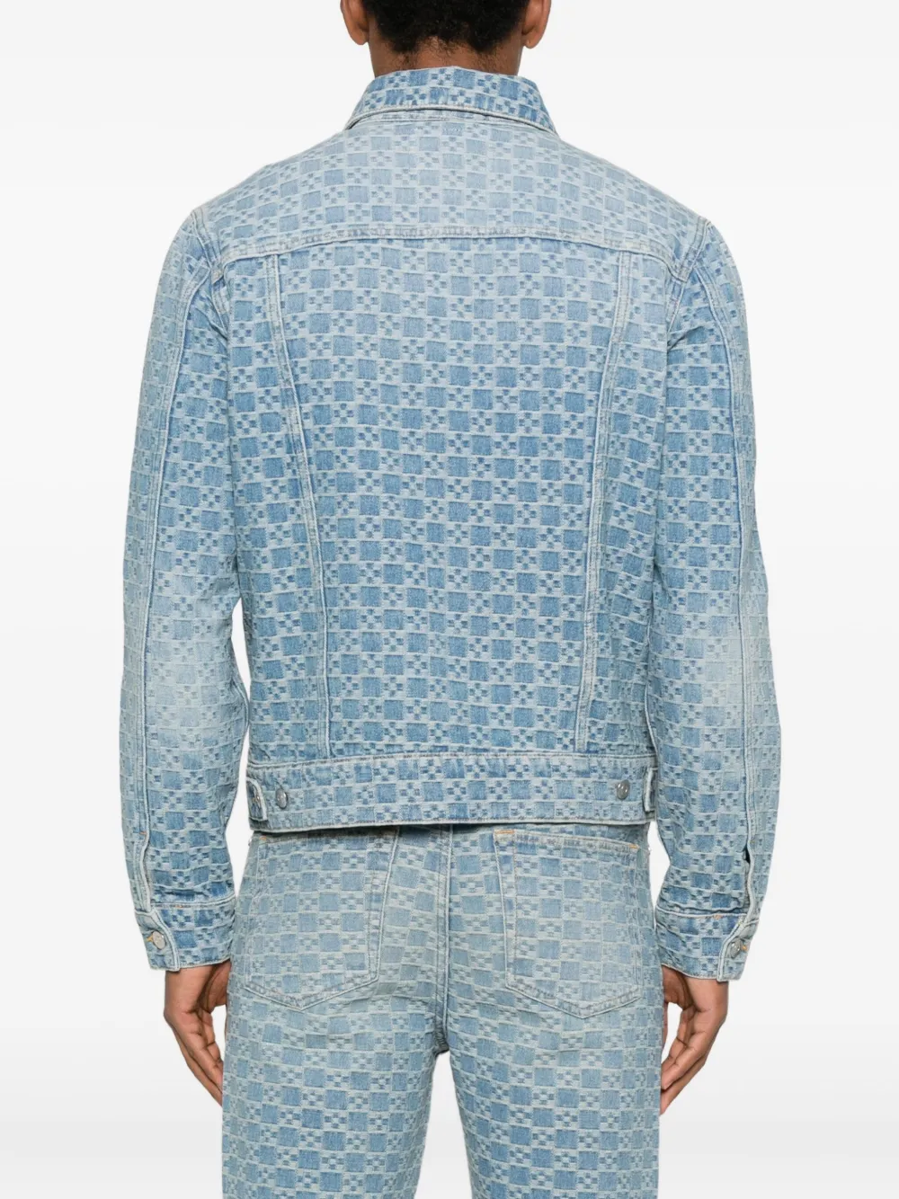 Square-Pattern Denim Jacket
