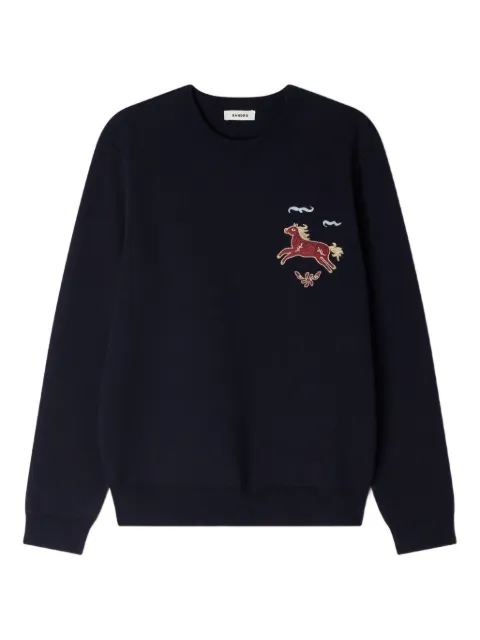 SANDRO sudadera bordada con cuello redondo 