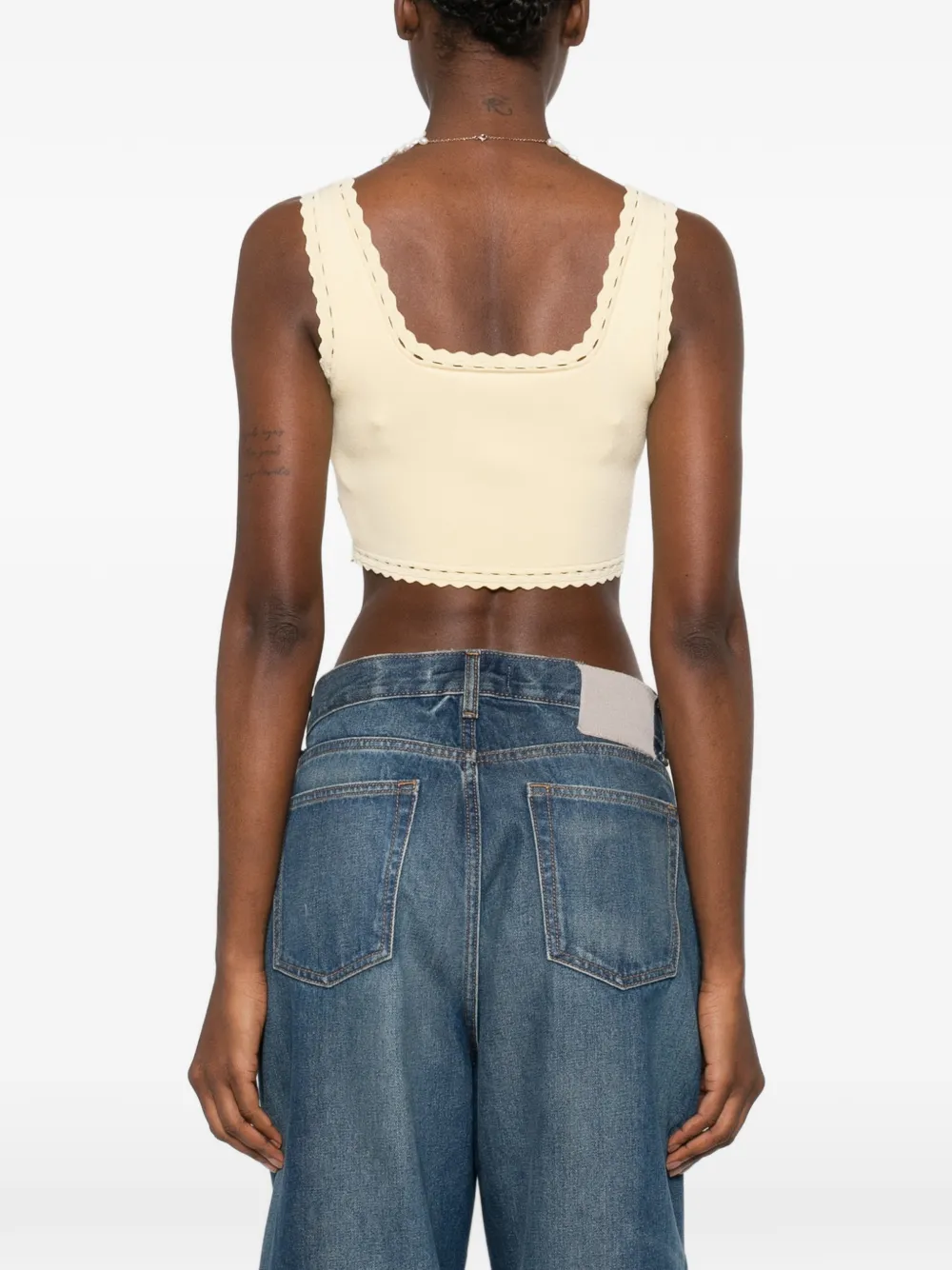 SANDRO Cropped top met gewelfde afwerking Geel