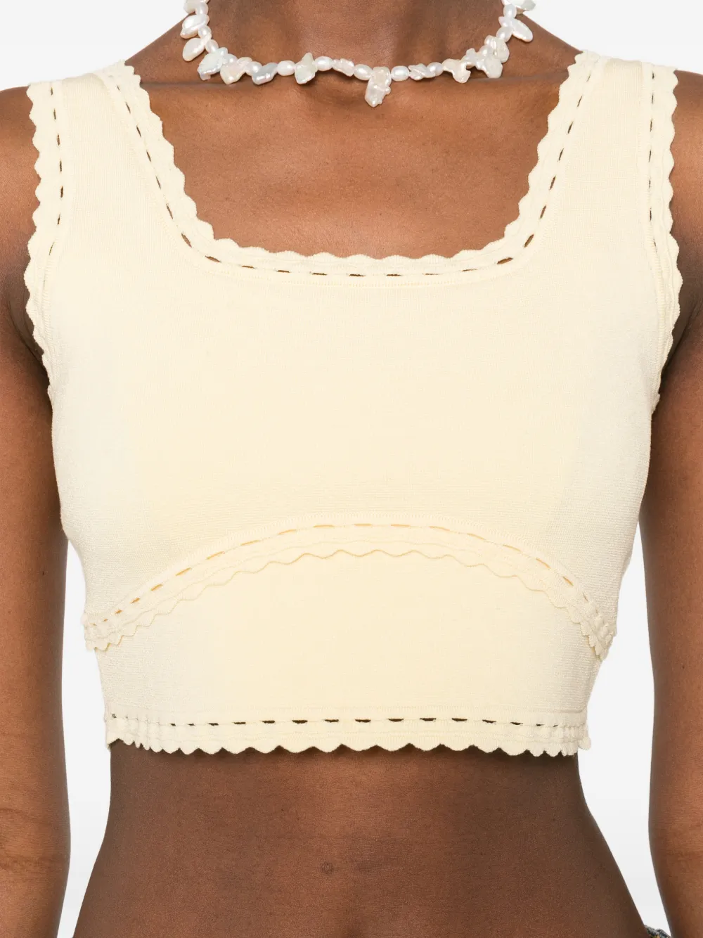 SANDRO Cropped top met gewelfde afwerking Geel