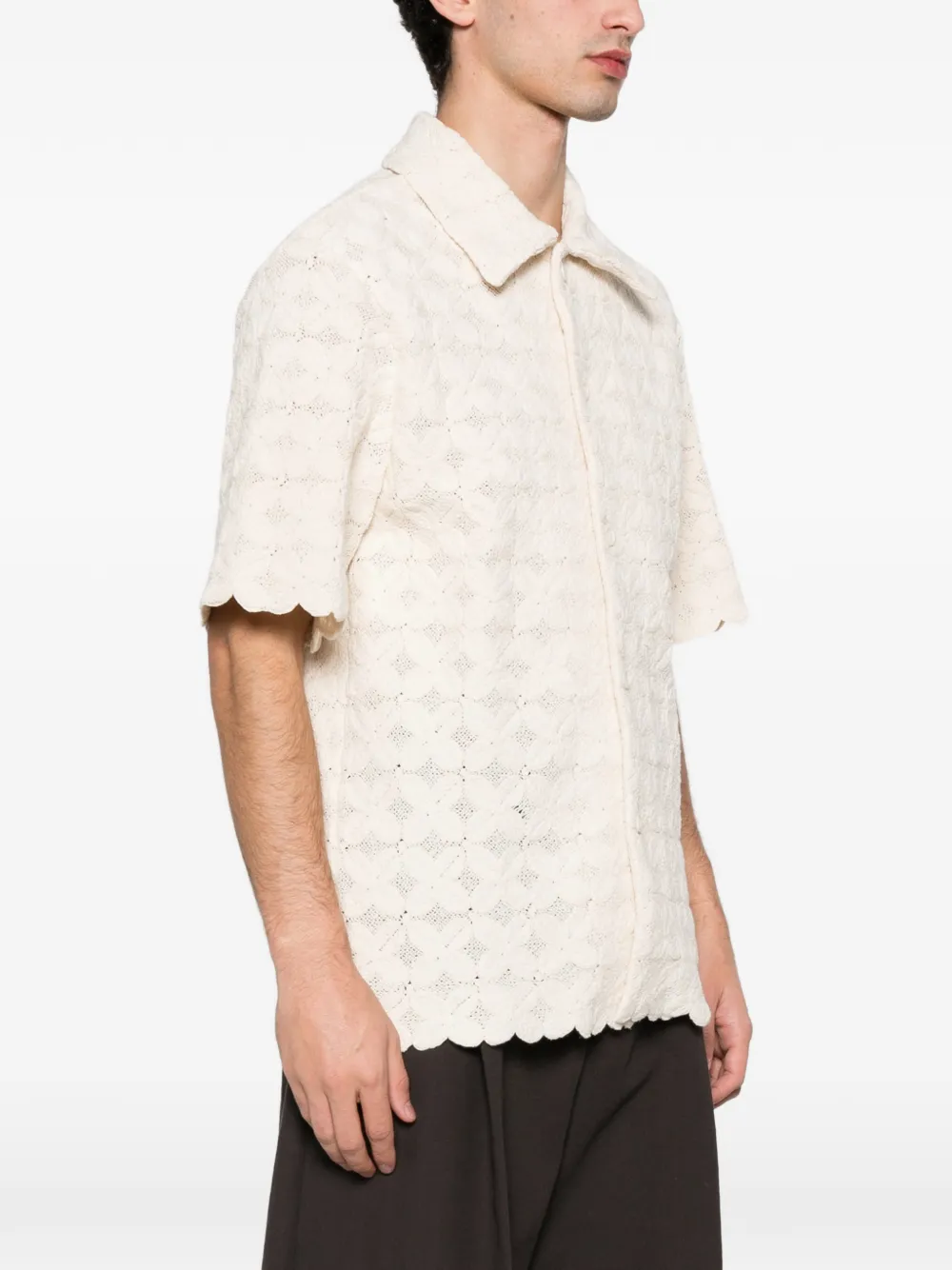SANDRO Gewelfd gehaakt overhemd Beige