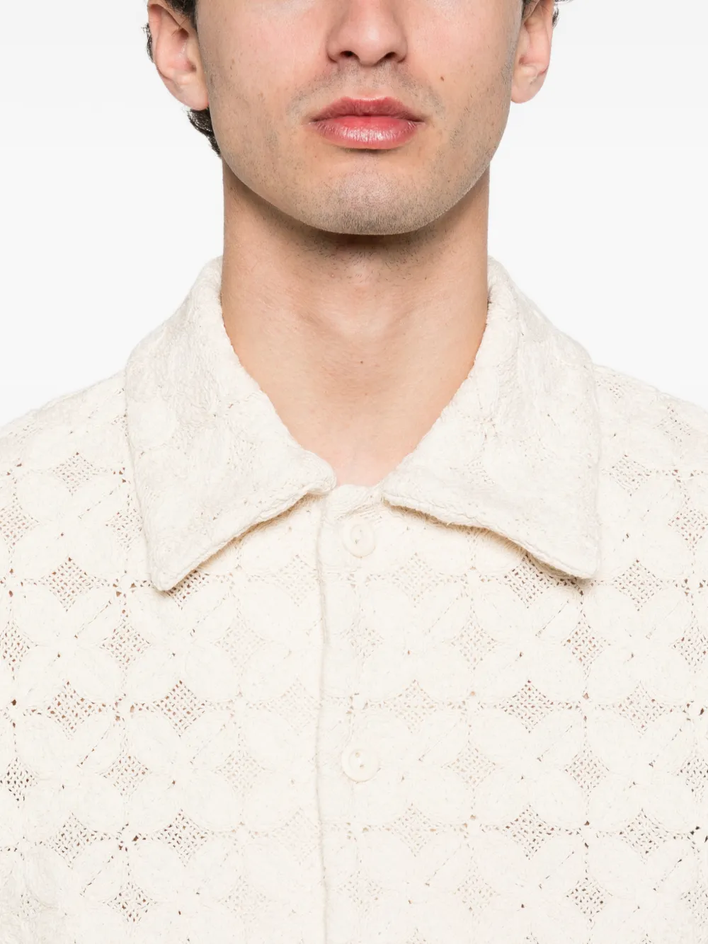 SANDRO Gewelfd gehaakt overhemd Beige