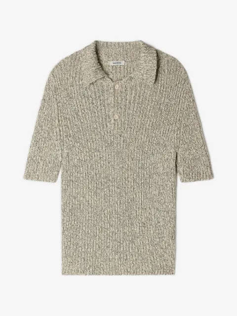 SANDRO marl cotton knit polo shirt