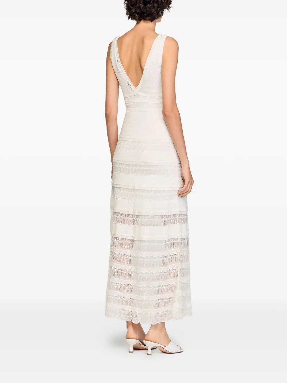 SANDRO Gebreide maxi-jurk Beige