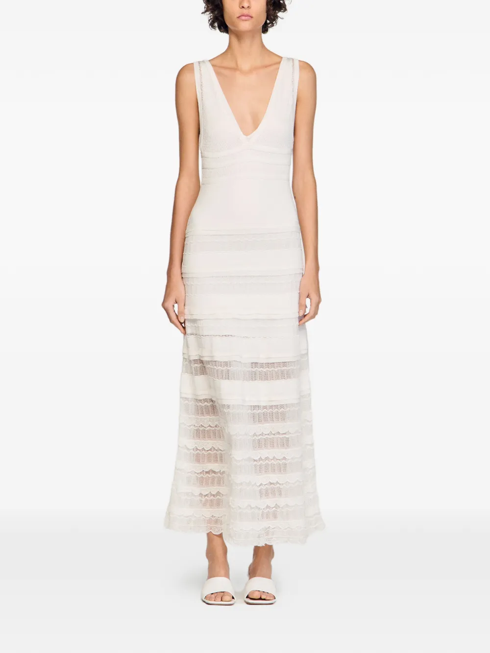 SANDRO Gebreide maxi-jurk Beige