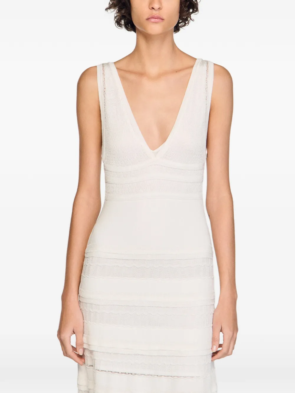 SANDRO Gebreide maxi-jurk Beige