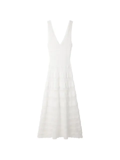 SANDRO pointelle-knit tiered maxi dress