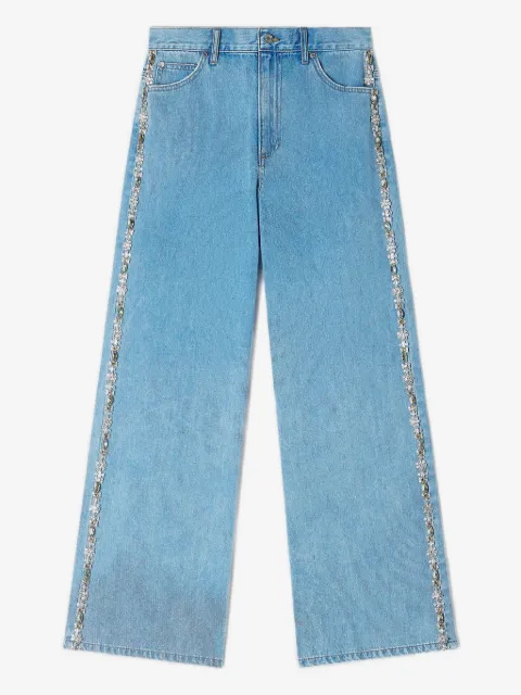 SANDRO faded straight-leg rhinestone jeans