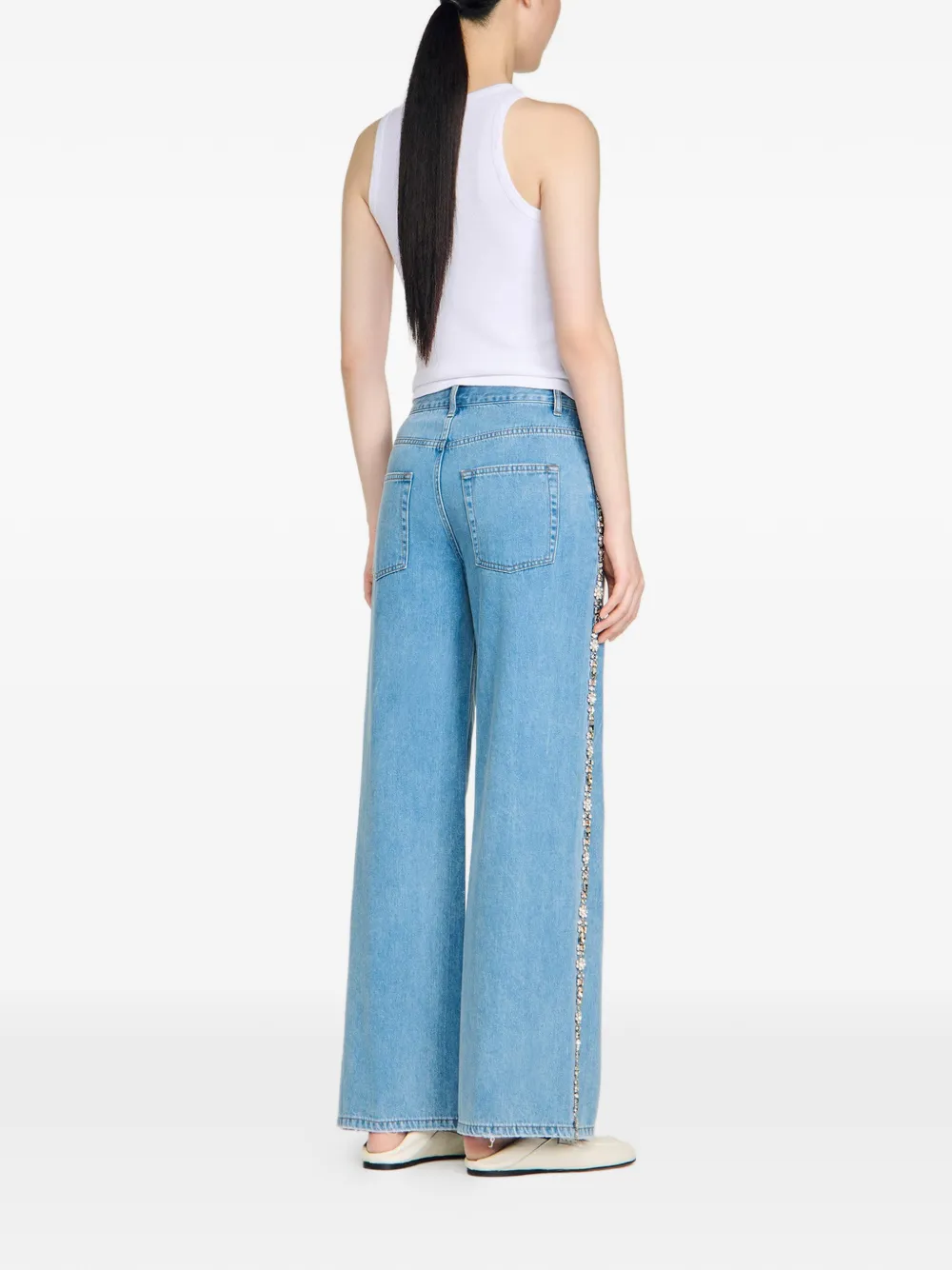 Rhinestone Wide-Leg Jeans
