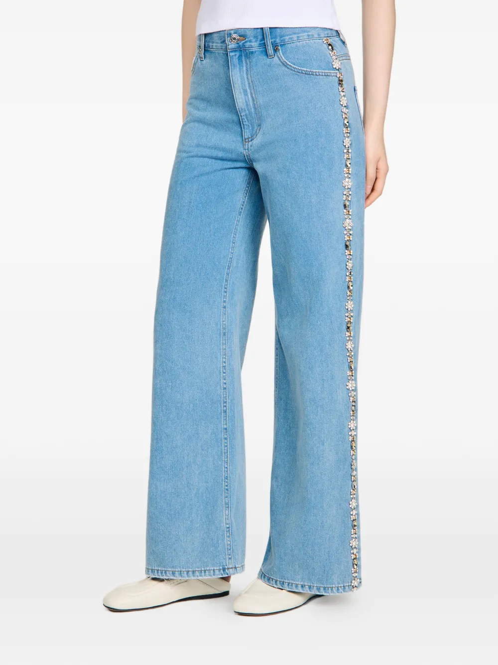 Rhinestone Wide-Leg Jeans