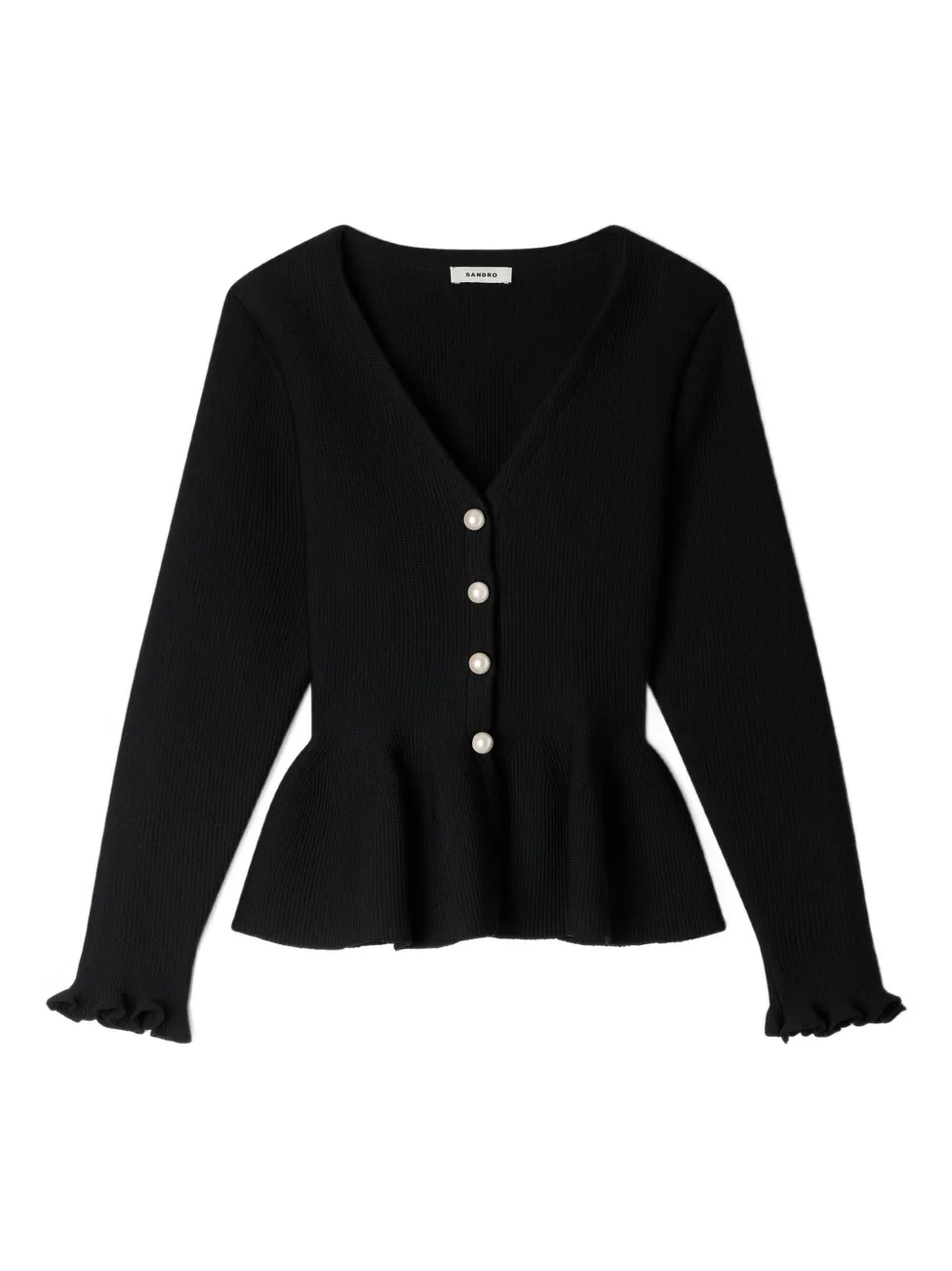 SANDRO textured peplum cardigan - Black