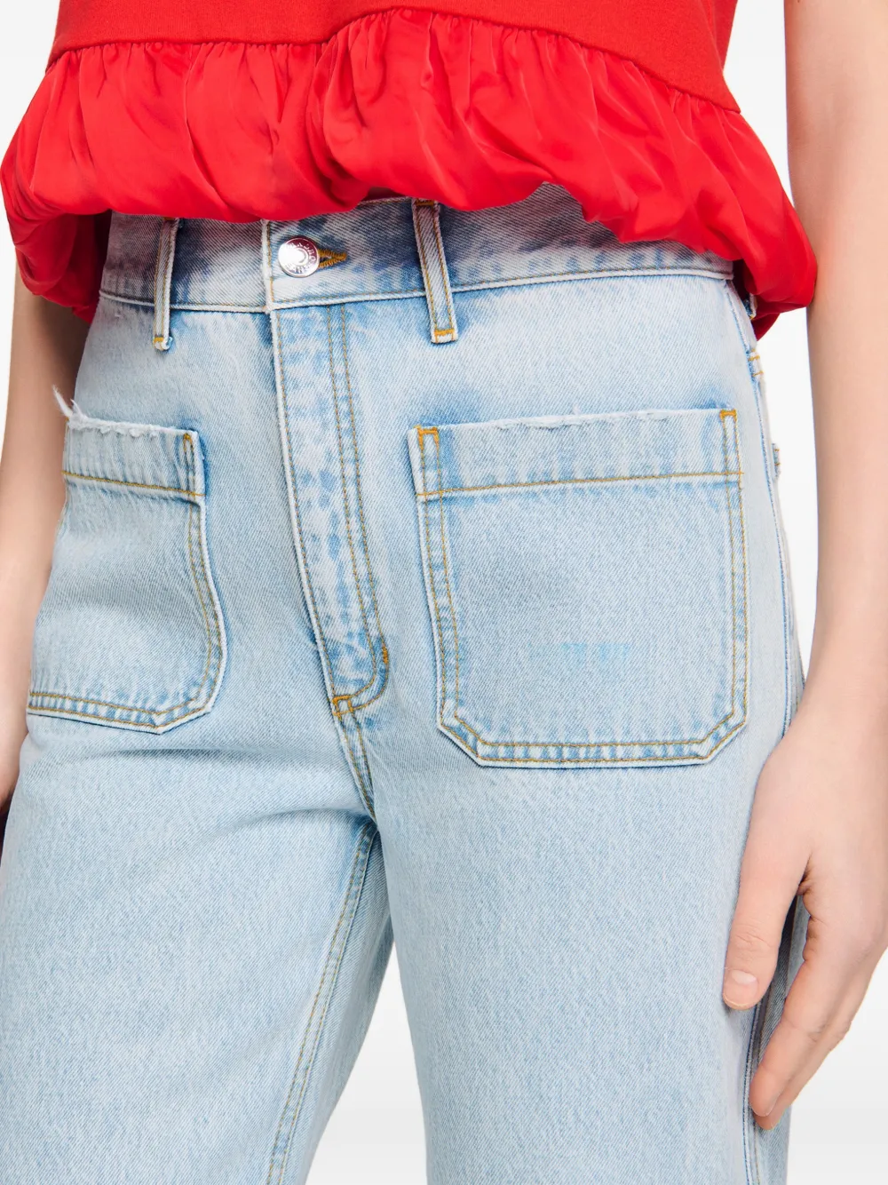 SANDRO Jeans met wijde pijpen en opgestikte zak Blauw