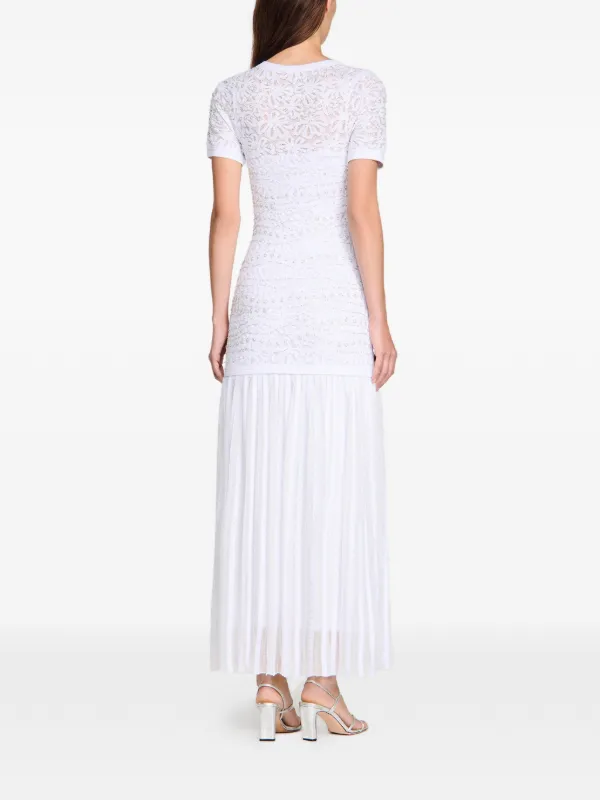 SANDRO bead-embellished Knit Maxi Dress | White | FARFETCH