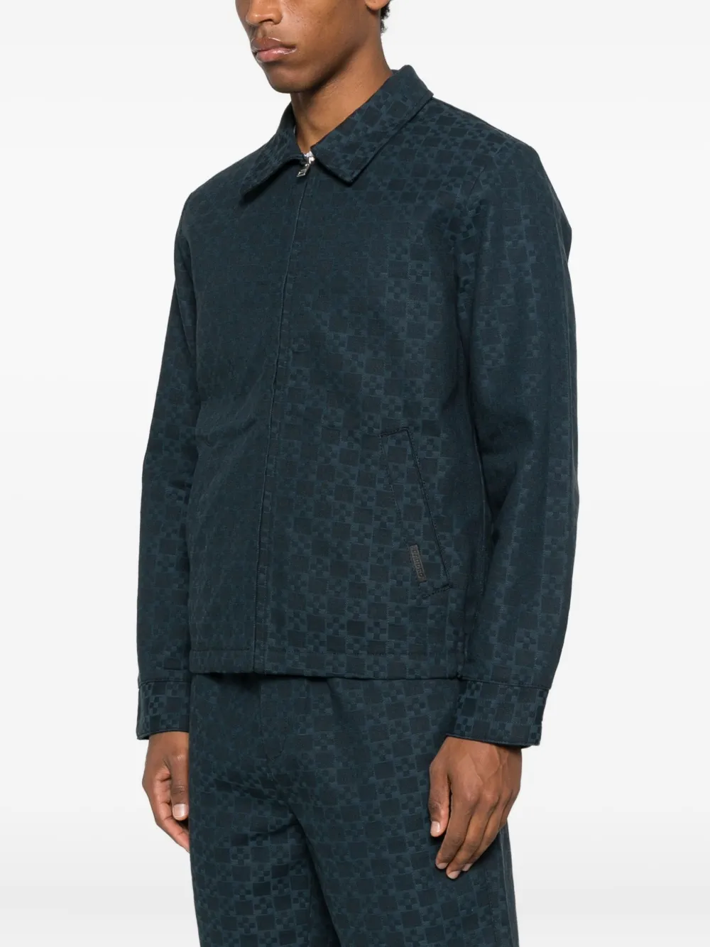  Sandro Square-pattern Shirt Jacket - Blue 