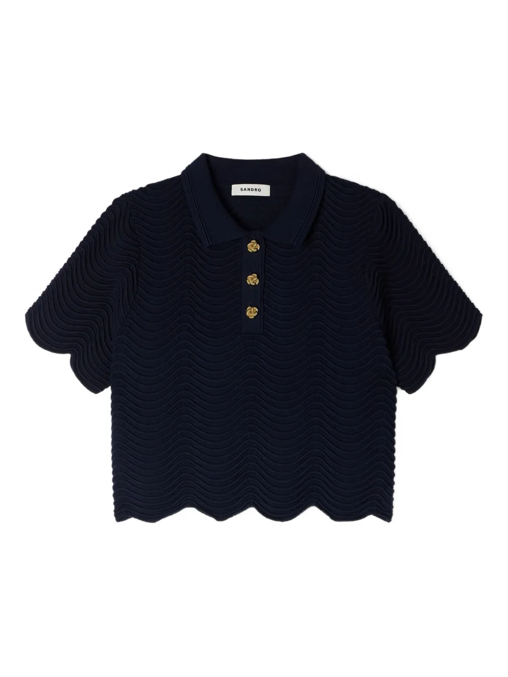 SANDRO Polo crop con orlo a smerlo - Blu