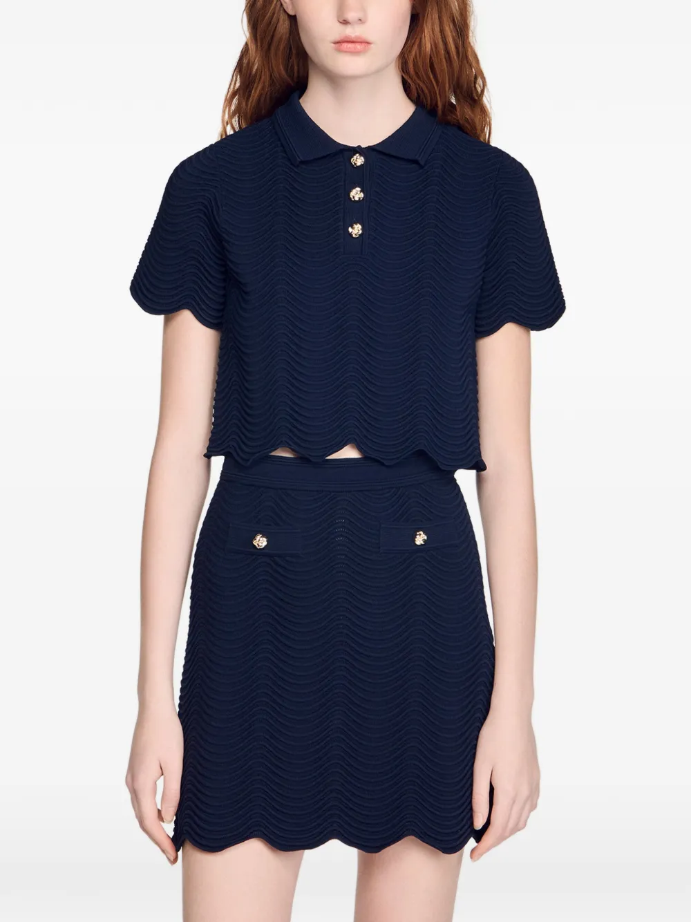 SANDRO Cropped polotop Blauw