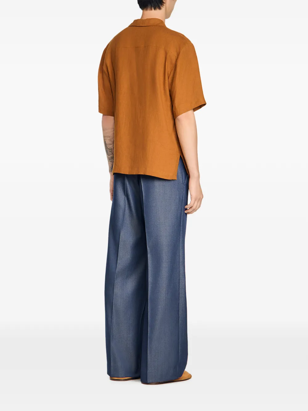  Sandro Shark-collar Short-sleeve Shirt - Brown 