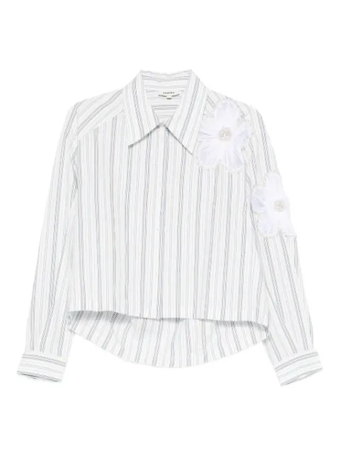 SANDRO striped floral appliqué shirt