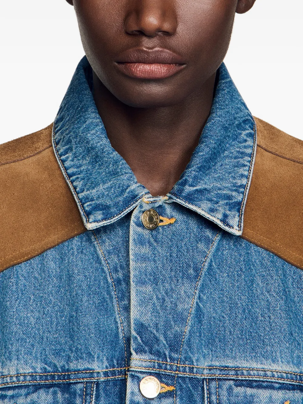 SANDRO Denim jack Blauw