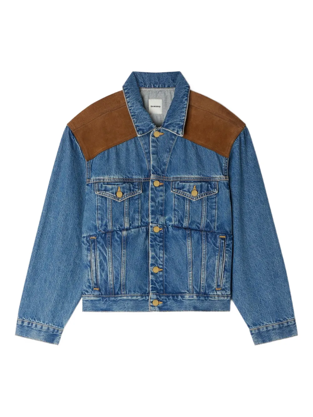 SANDRO Giacca denim con inserti - Blu