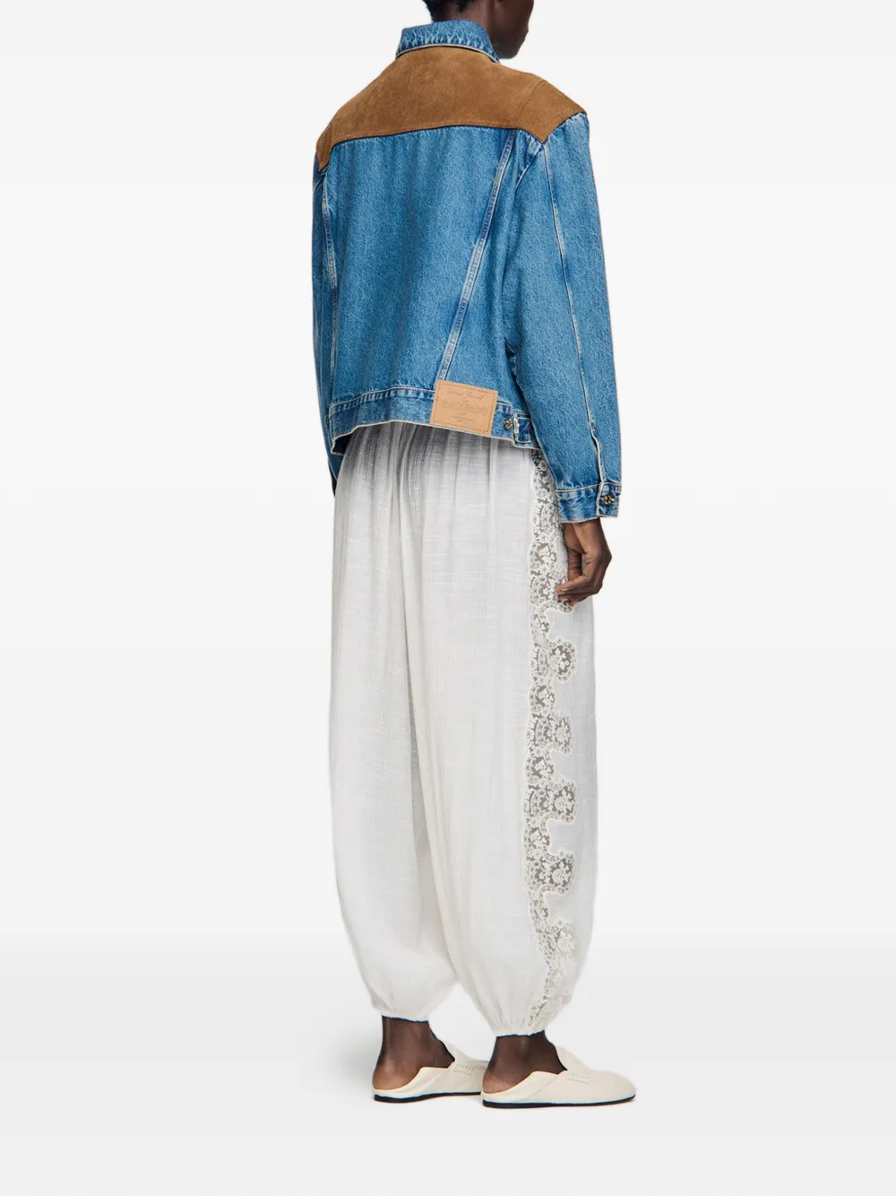  Sandro Contrast-panel Denim Jacket - Blue 