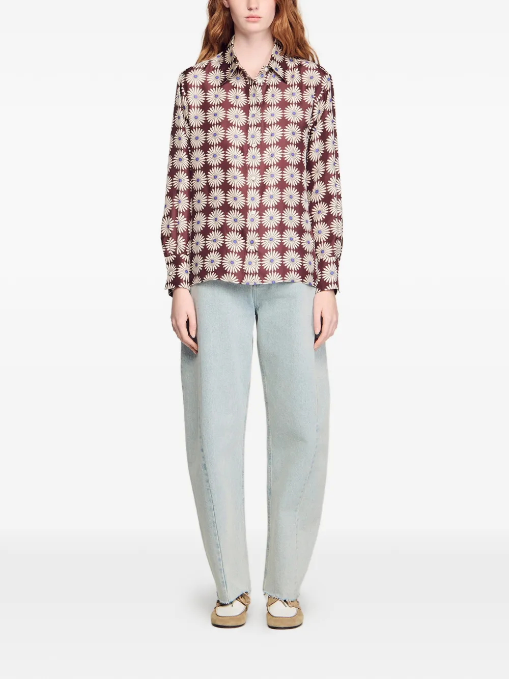 SANDRO Overhemd met bloemenprint - Bruin