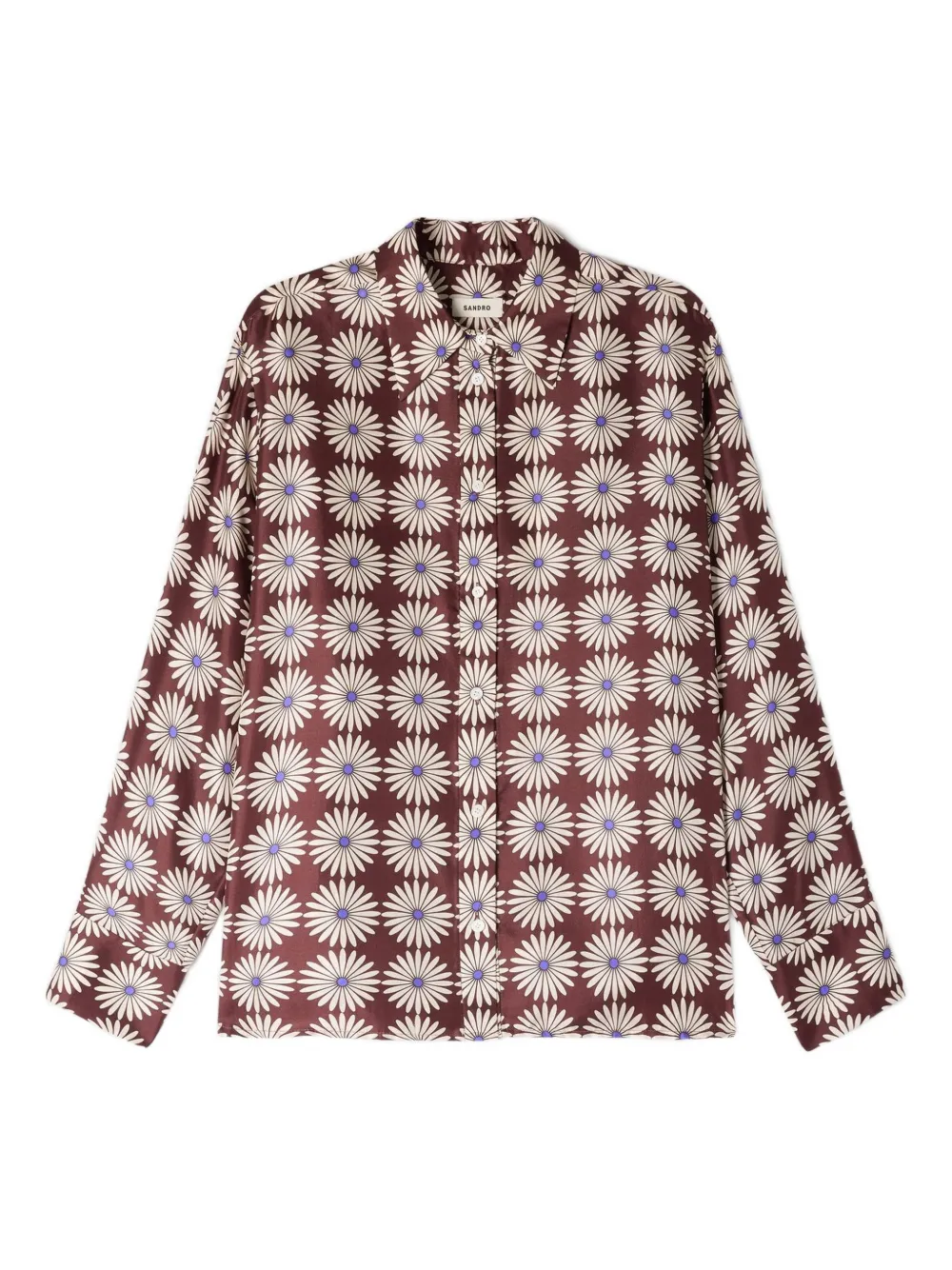 SANDRO floral-print buttoned shirt - Brown
