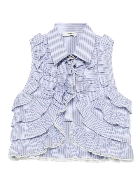 SANDRO striped-pattern ruffled blouse