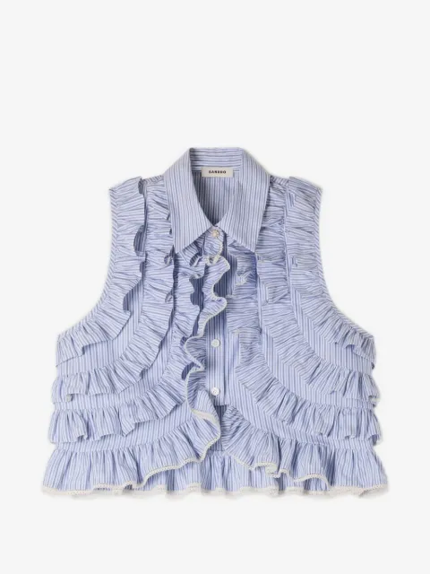 SANDRO ruffled striped shirt