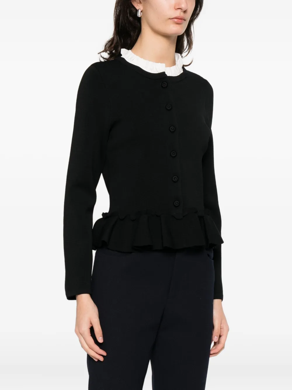  Sandro Ruffled Detachable Collar Cardigan - Black 