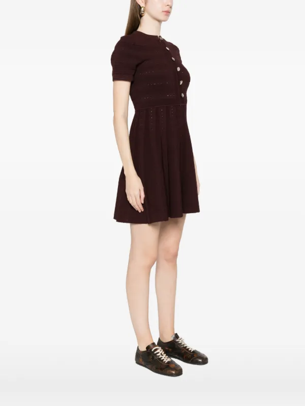 Sandro Mini Button Knit Dress - Brown