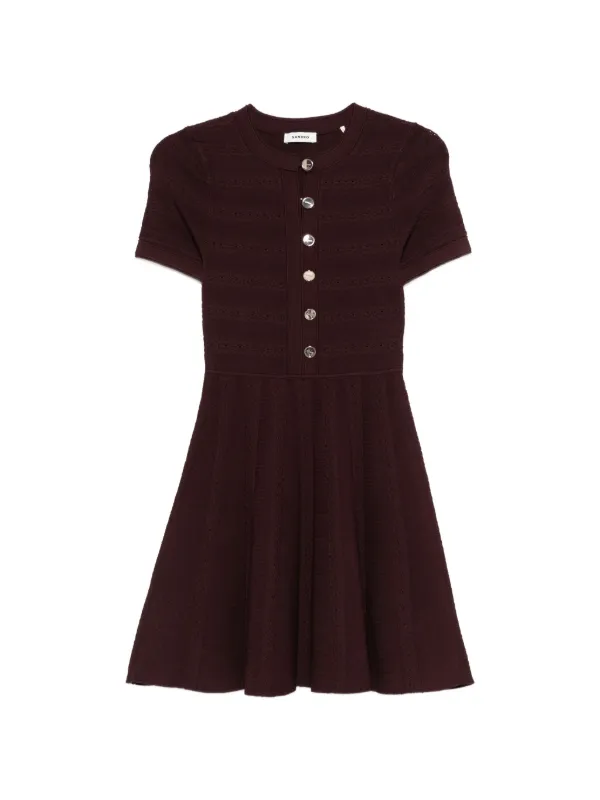 SANDRO Button Knitted Mini Dress | Brown | FARFETCH SANDRO Button Knitted Mini Dress | Brown | FARFETCH