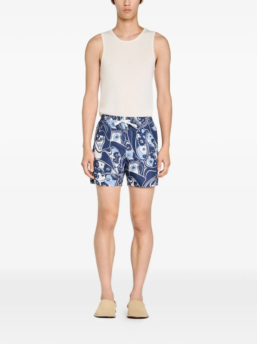 SANDRO Zwembroek met bloemenprint Blauw