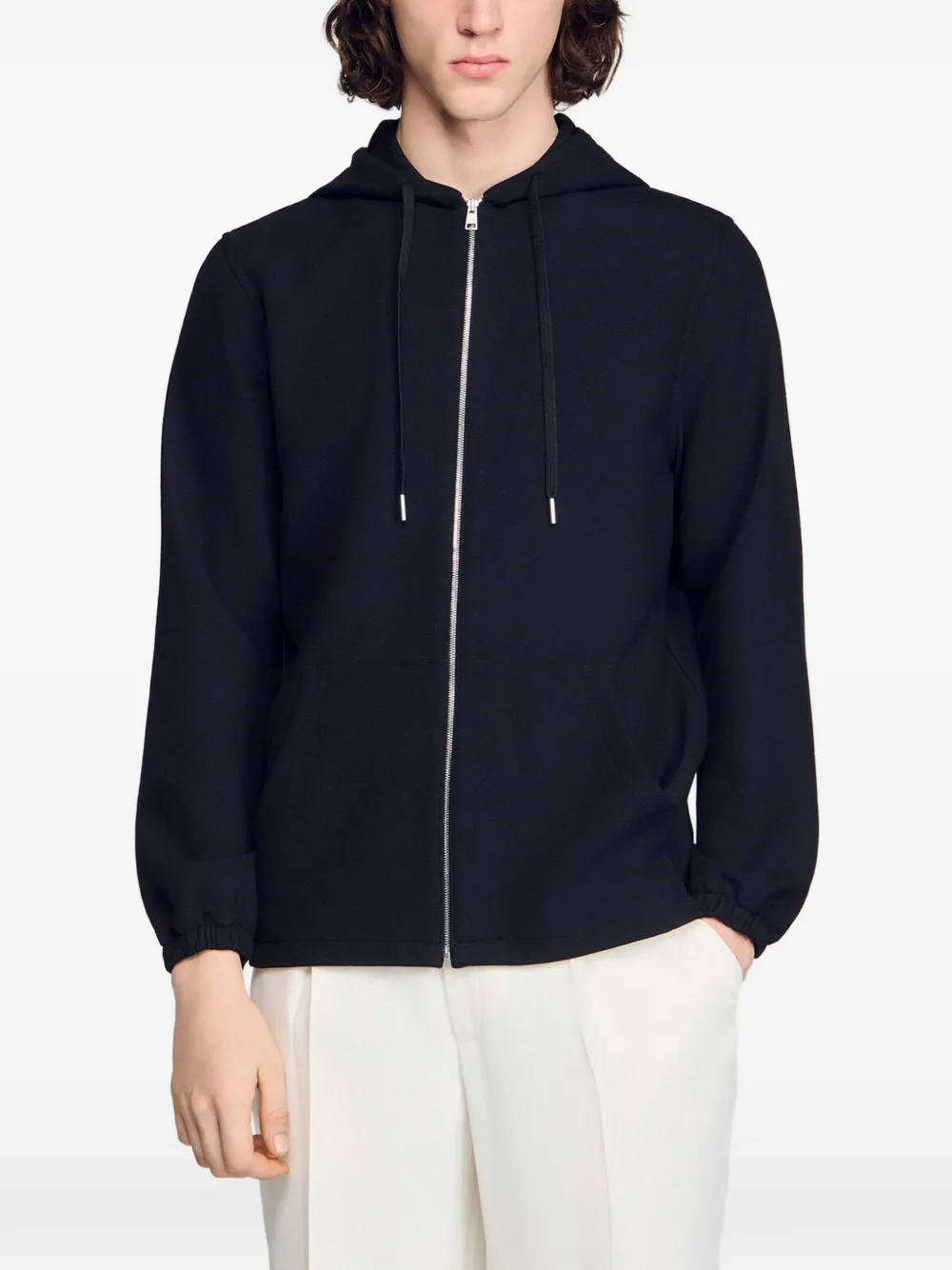 SANDRO Hoodie met rits Zwart