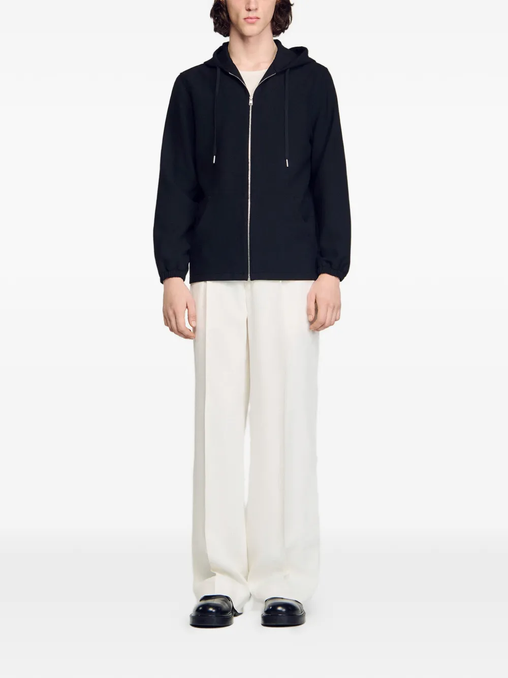 SANDRO Hoodie met rits Zwart
