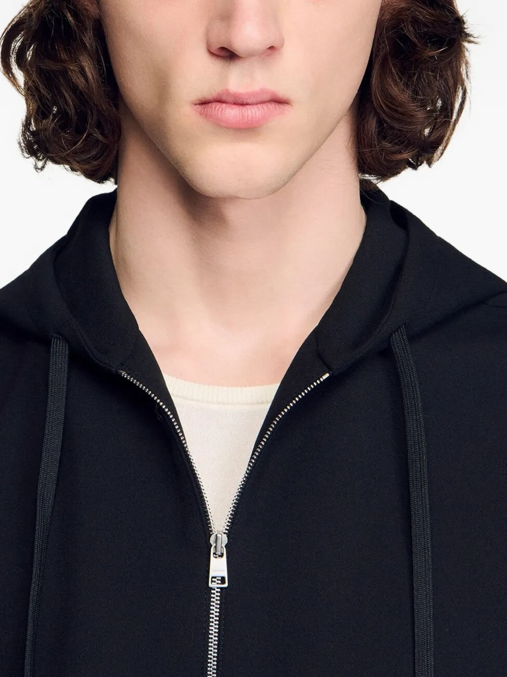 SANDRO Hoodie met rits Zwart